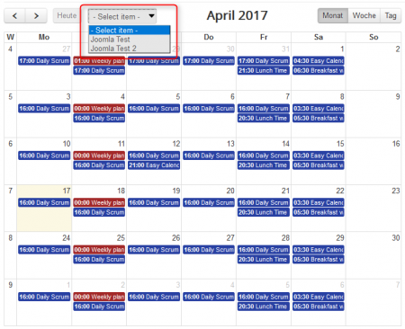 Easy GCalendar 2017 filter Demo