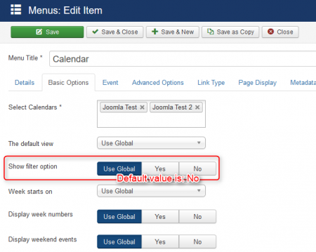 Easy GCalendar 2017 filter settings