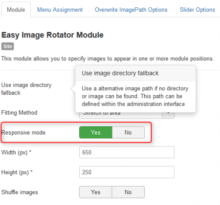Easy Image Rotator Responsive Mode Settings