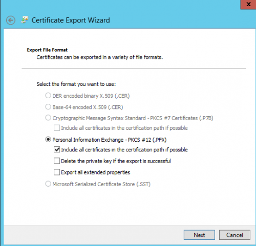 Hyper V 2012 with SSL export certficate Step03